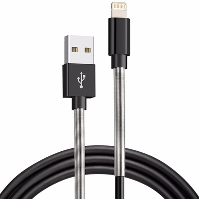 

For iPhone Charger 1m USB 8 Pin Spring protection Data Charging Cable - BLACK