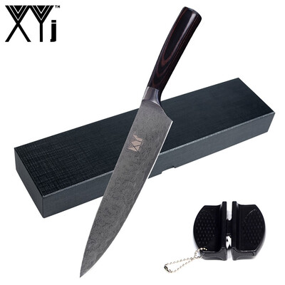 

XYj Top Grade Stainless Steel Knife Multifunctional Kitchen Knives 8" Chef Cooking Tools Outdoor Mini Knife Sharpener Gift Box