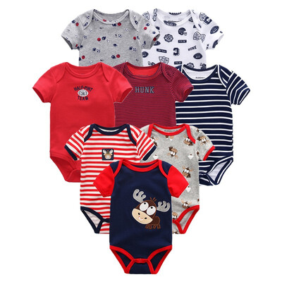 

2019 8PCS Baby Clothes Bebe Cotton Newborn Baby Boy Clothes Unicorn Black White O-Neck Short Sleeve Baby Girl Clothes Babywear