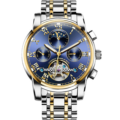 

Angela Bos 9022G Watch Men Automatic Mechanical Movement Wrist Watch Waterproof Calendar Luminous Watch for Men