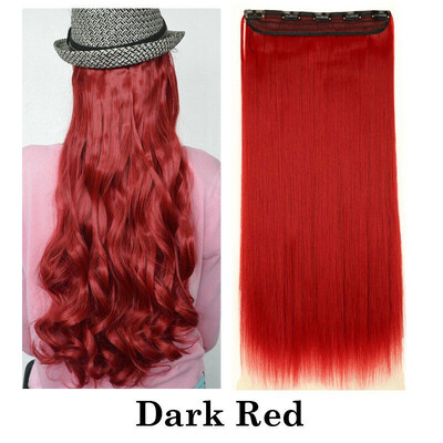 

Synthetic Fiber Clips in on Hair Extension 34 Full Head One Piece 5 Clips Long Silky Straight Curly Wavy
