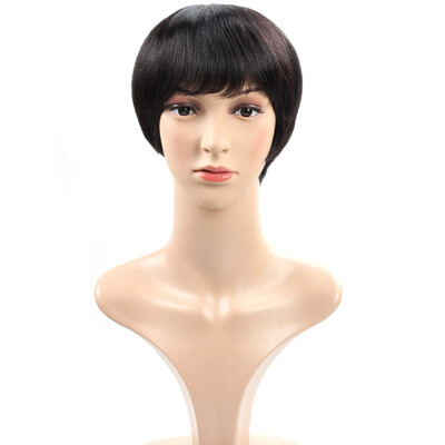 

Brazilian Virgin Hair Straight Human Hair Wigs 8inch Swiss Lace Short Wigs