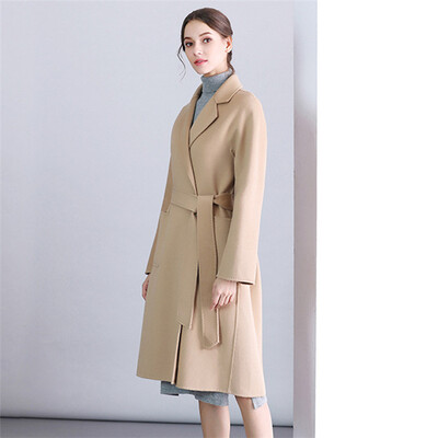 

Handmade double-faced coat Korean version of self-cultivation cashmere coat womens long woolen coat