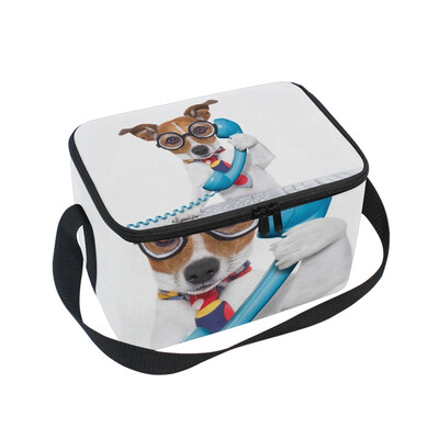 

ALAZA Lunch Box Insulated Lunch Bag Large Cooler Dog On The Phone Tote Bag