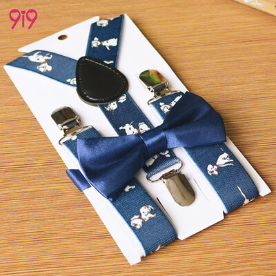

9i9 long love long childrens strap clip small gentleman bow tie suit elastic adjustable stage performance universal anti-fall pants strap 1900011 puppy blue bow tie