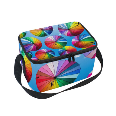 

ALAZA Lunch Box Insulated Lunch Bag Large Cooler Colorful Umbrellas Tote Bag