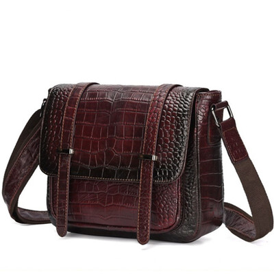 

Women Shoulder Tote Handbag Genuine Leather Crocodile Pattern Crossbody Messenger Bags For Female vintage Cowhide Leisure Bag