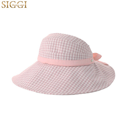 

Siggi SI00310 hat female summer Korean version of the tide UV protection sun visor ladies big beach sun hat sunscreen folding hat empty top hat powder grid 56-58CM