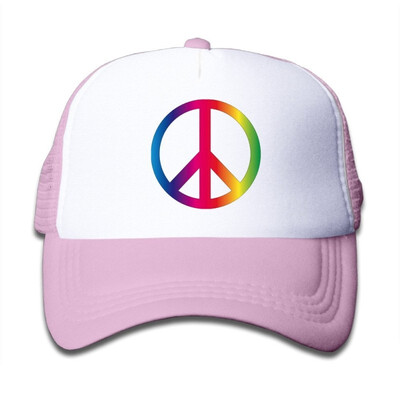 

Rainbow Peace Sign Pride Snapback Hat Adjustable Back Mesh Cap For Boy & Girl
