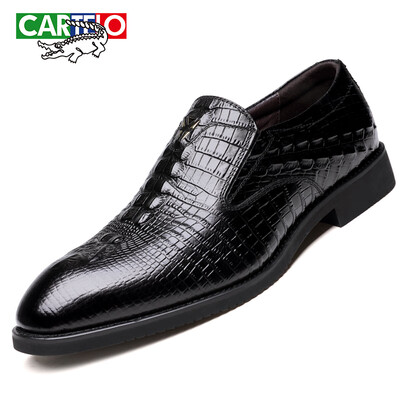 

Cartier crocodile CARTELO British mens business casual shoes suede leather shoes crocodile pattern low to help set foot dress shoes men 8270 black 38