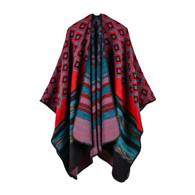 

Winter Women Loose Outerwear Coat Oversized Knitted Cashmere Poncho Cape Shawl Cardigan Sweater