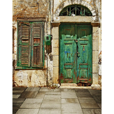 Old door window Photo Backdrop 57FT Vinyl Fabric Cloth Digital Printing Photo Background s-2229
