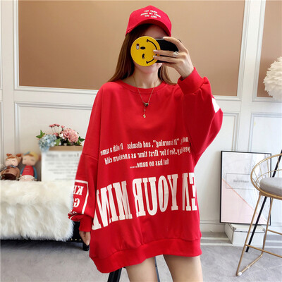 

JOY OF JOY Jingdong womens 2019 spring new loose hooded long sweater female long-sleeved thin coat female tide JWWY191342 red M