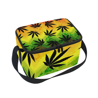 

ALAZA Lunch Box Insulated Hemp Leaves Lunch Bag Large Cooler Tote Bag for Men Women