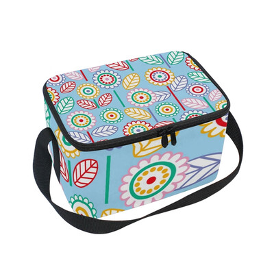 

ALAZA Insulated Lunch Box Colorful Floral Lunch Bag for Men Women Portable Tote Bag Cooler Bag