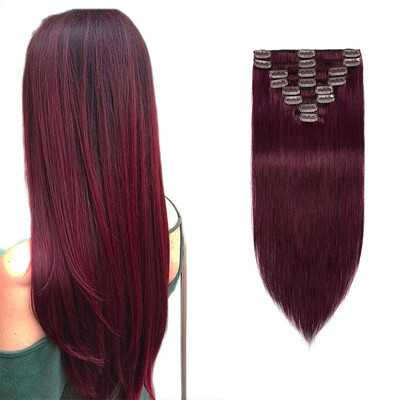 

13-24 Inches Remy Clip in Full Head Straight 100 Human Hair Extensions 8 pcs