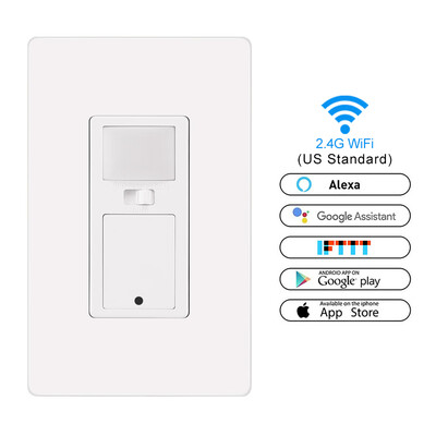 

Wall Mount 10A US Plug Smart Switch In-wall Phone Remote Control Light Switch Compatible with Alexa Google Assistant IFTTT 1Pc
