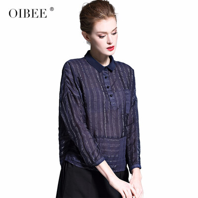

OIBEE2019 spring new fashion loose striped ladies shirt wild thin womens short jacket