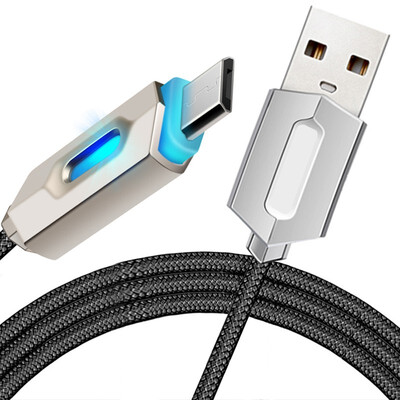 

USB Charging Cable LED prompt Connector Nylon Braided Sync Charge USB Data Cable for iPhone&Android Devices Adapter
