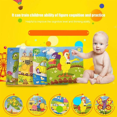 

Wooden Cartoon Animals Pattern Puzzle 9pcs Jigsaw Baby Kid Early Learning Toy