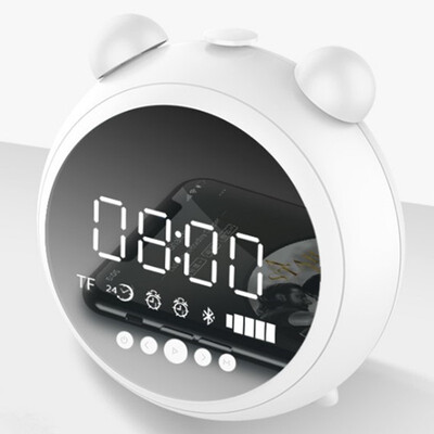 

Mirror Bluetooth audio portable wireless speaker alarm clock night FM radio light AUX TF card input music player MP3 phone call