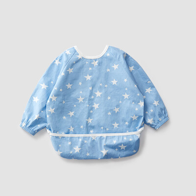 

WELLBER baby eating hood clothes infant bib children waterproof painting anti-dressing stars 12060