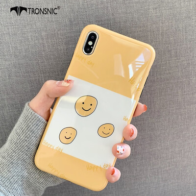 

TRONSNIC Smile Face Phone Case for iPhone 6 6s Plus Yellow Case Cute Cartoon Matte Silicone Cover Hot