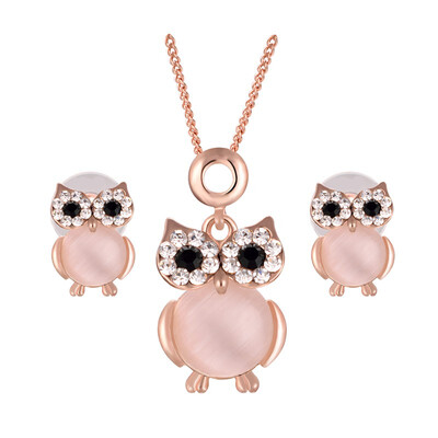 

Yoursfs Trendy Gold Color Lovely Owl Jewelry Sets Fashion Rhinestone Crystal Jewelry Statement For Women Girl Necklace And Earring