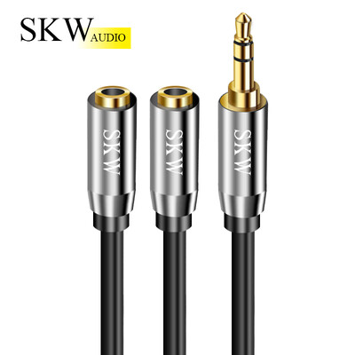 

SKW 35mm one minute two couples headphone cable 1 point 2 male to female audio cable AUX stereo splitter mobile phone computer one for two cable
