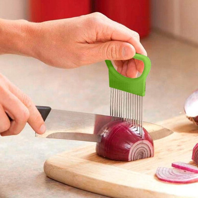 

Onion Vegetables Slicer Cutting Aid Holder Guide Slicing Cutter Safe Fork