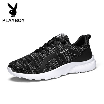 

Playboy PLAYBOY sports running flying woven casual shoes mens flat bottom wild DS85210 black gray 43