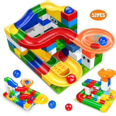 

52pcs Amusement Fine-quality Big Size Marble Building Blocks Run Race Maze Ball Track Funnel Slide Toy Race Slideway Educational