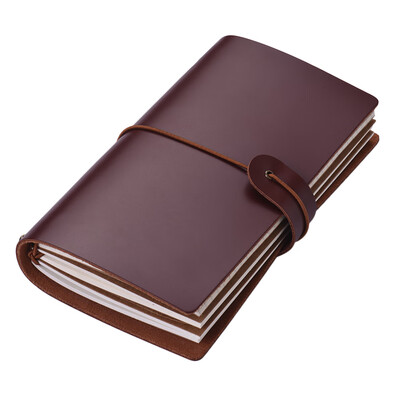 

Refillable Leather Journal Travel Notebook Diary Business Notepad Card Holder Lined Blank Grid Paper with Elastic Strap for Men &