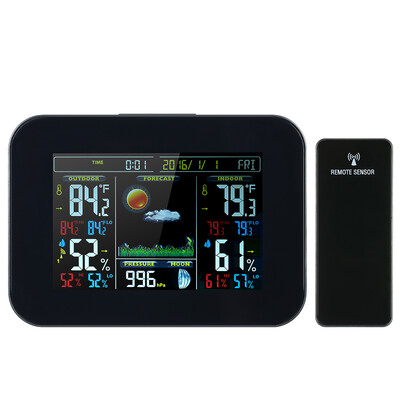 

47 3 inches Color LCD Screen Wireless Weather Station Alarm Clock Indoor & Outdoor Thermometer Hygrometer Barometer with USB Po