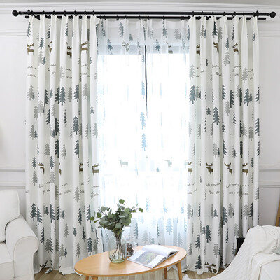 

Fresh Style Forest Deerlet Decorative Curtain Simple Window Curtain Bedroom Living Room Balcony Kitchen Hotel Decoration