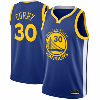 

2019 New Mens Golden State Warriors 30 Stephen Curry Blue Black Yellow White Basketball Jersey Size S-XXL