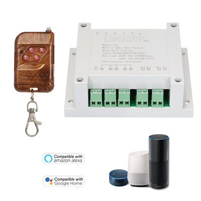 

SONOFF 4CH AC85-250V RF 433MHz 4 Gang WiFI Switch 3 Working Modes InchingSelf-LockingInterlock WiFi Smart Switch Compatible with