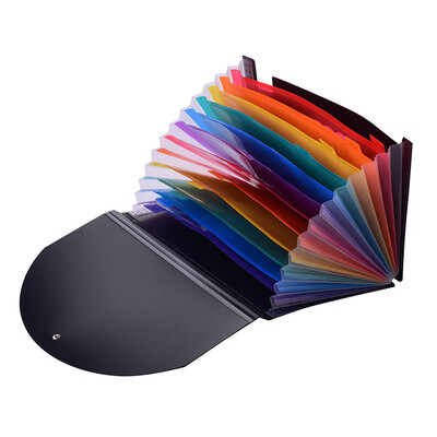 

Accordian Expanding File Folder 12 Pockets Rainbow Coloured A4 Paper Filing Cabinet with Cover Receipt Organizer with File Guide a