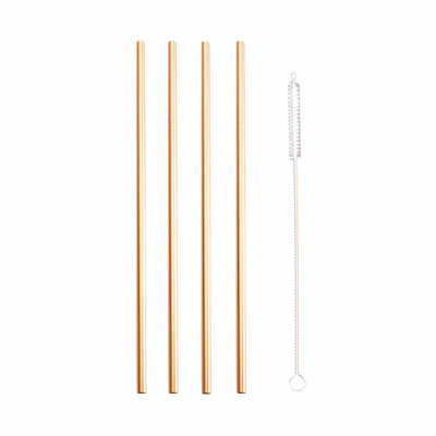 

STRUST 4PCSSET 6x215MM Reusable Drinking Straw 304 Stainless Steel Food Grade Straw with Cleaner Brush Bar Accessory