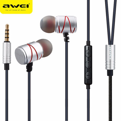 

Awei ES-910TY 35mm Metal Earphone In Ear Wired Control Earphones With Smart Buttons Microphone for PC Andriod Phones