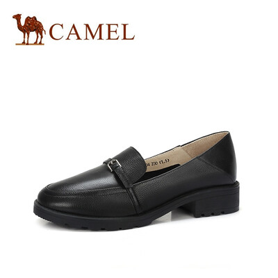 

Camel CAMEL ladies retro modern leather word with buckles set foot shoes A91896604 black 36