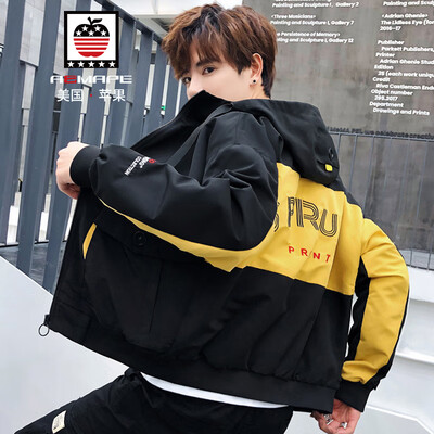 

AEMAPEAmerican Apple Jacket Mens Jacket 2019 Spring New Slim Hooded Mens Fashion Casual Trends Baseball Clothes J1908 Black XL