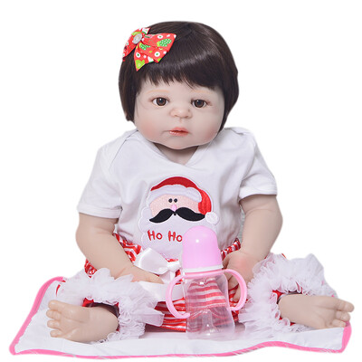 

11 Incn Reborn Baby Doll Girl Body Full Silicone Vinyl Princess Babies With Handmade Knitted Clothes Kids Sleeping Toy