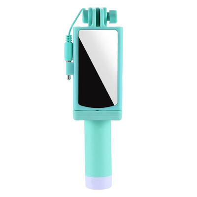

Mini selfie stick stainless steel rearview mirror folding wire control android phone