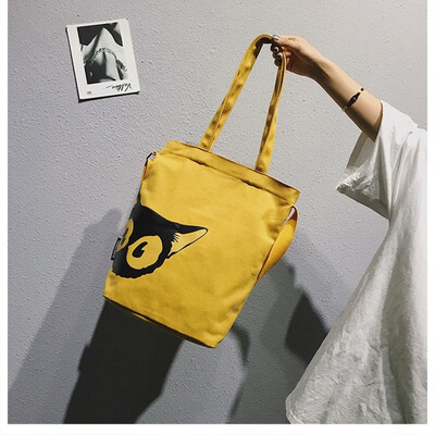 

Womens Canvas Diagonal Handbag Student Bag Large-capacity Printed Shoulder Zip Pocket
