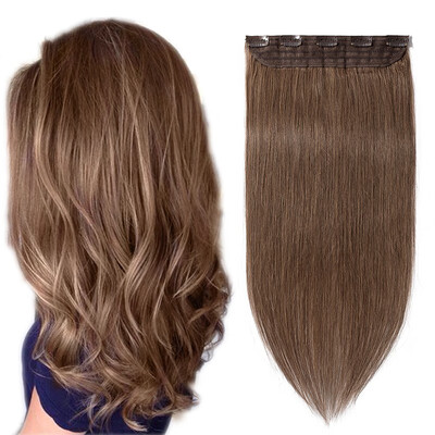 

100 Human Hair 1Pcs Clip In Hair Extensions 16"-24" 15 Colors Can Curly Dyed Washed