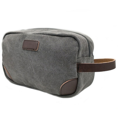 

Canvas Cosmetic Bag for Men Portable Travel Organizer Vintage Shaving Dopp Kit Makeup Bag for Travel