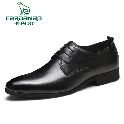 

Cardan Road Mens Korean version of the British breathable pointed head dress business casual leather shoes DC1981601 black 43