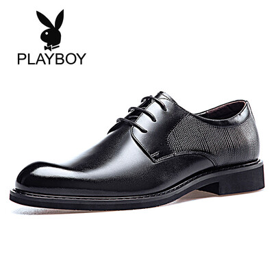 

Playboy PLAYBOY mens versatile leather comfortable dress business tie shoes men 9AW626011D black 39