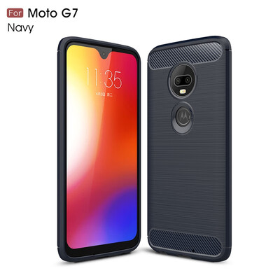 

Goowiiz Phone Case For Motorola Moto E6G7 Fashion Slim Carbon Fiber TPU Soft Silicone Prevent falling